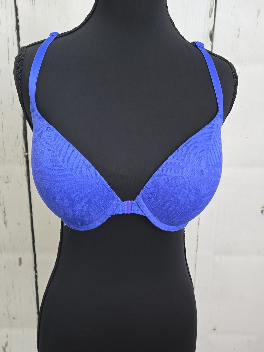 PINK Victoria's Secret Front-Closure Cobalt Blue Push-Up Bra 32DD
